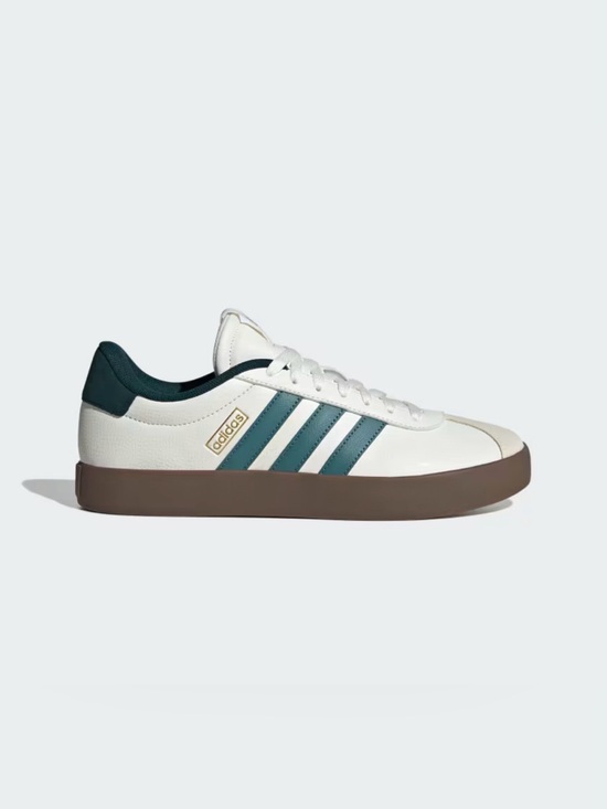 adidas Shoes - adidas White Sneaker with Green Stripes and Brown Platform